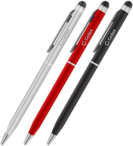 Pro Stylus Pen עבור Samsung SM-A507F עם דיו, דיוק גבוה, צורה רגישה במיוחד וקומפקטית למסכי מגע [3 חבילה-שחורה-אדומה-סילבר]
